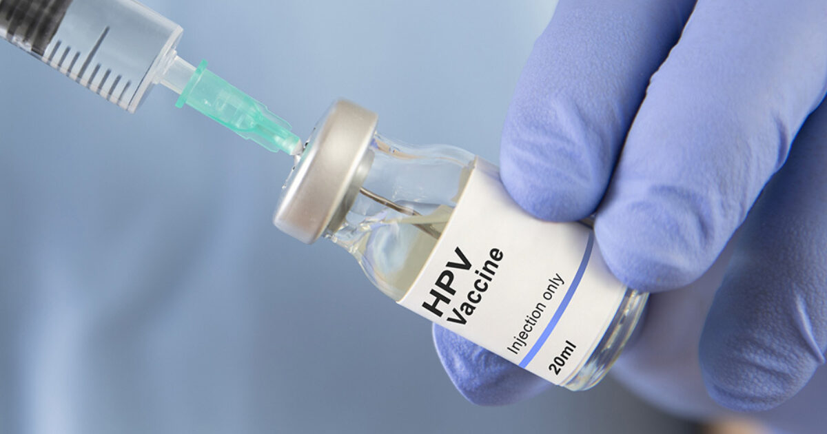 HPV vaccination – young woman receiving vaccine