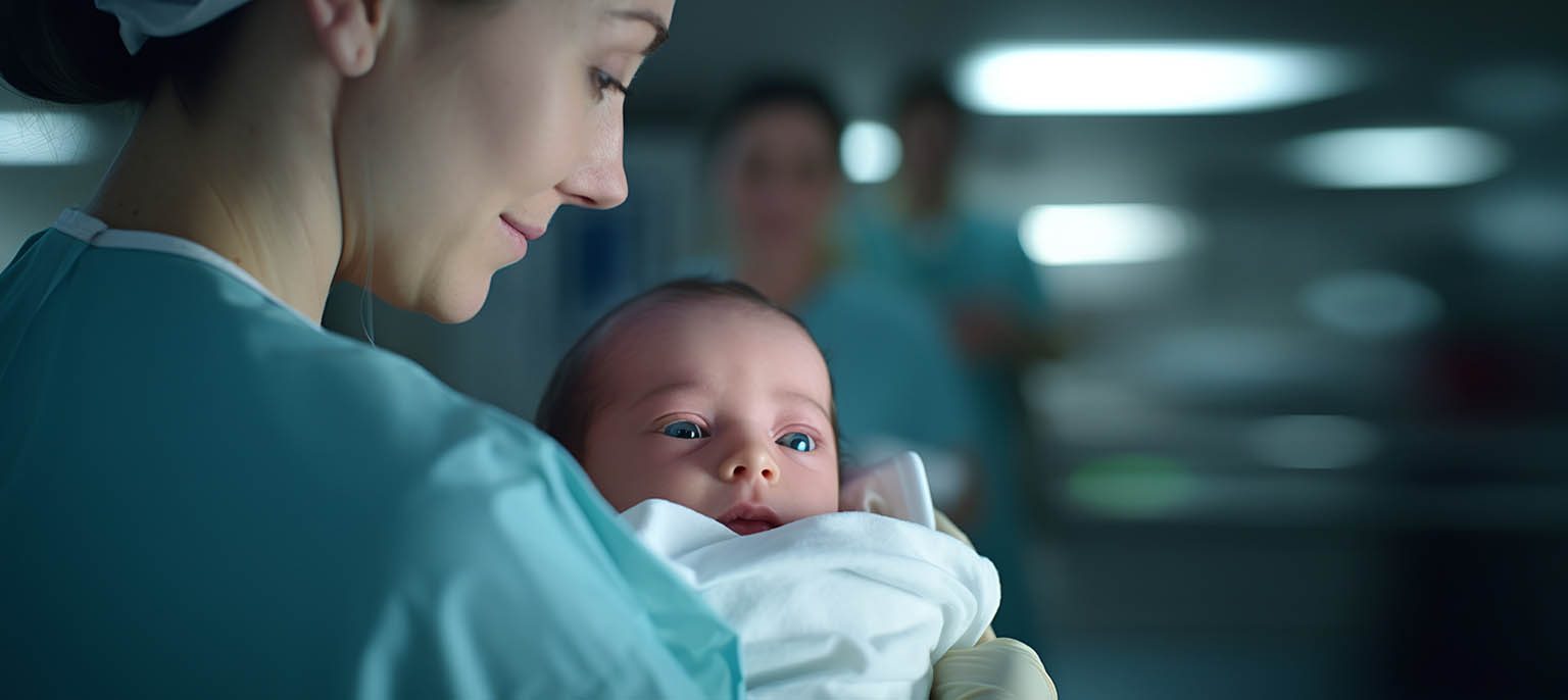 Normal delivery – newborn baby with mother